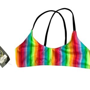 Art Class Girls Bikini Top Rainbow Stripe UPF 50+ NWT 💲SALE 💲 Size 8
